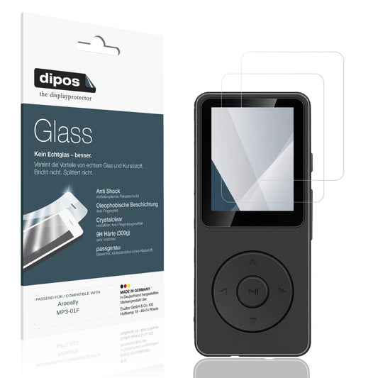 Klare Displayschutzfolie von dipos passend für Aroeally MP3-01F, 9H kratzfest und blasenfrei montiert