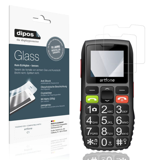 Klare Displayschutzfolie von dipos passend für artfone C1, 9H kratzfest und blasenfrei montiert