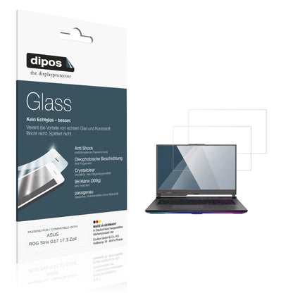 Klare Displayschutzfolie von dipos passend für ASUS ROG Strix G17 17.3 Zoll, 9H kratzfest und blasenfrei montiert