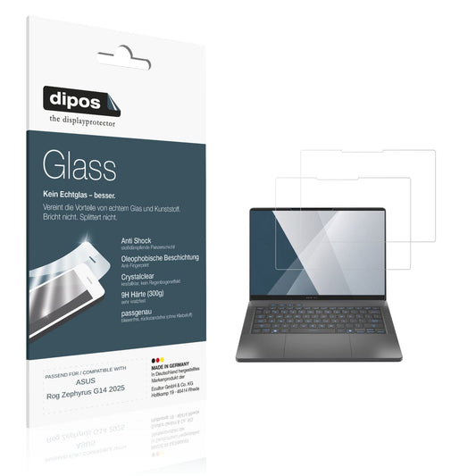 Klare Displayschutzfolie von dipos passend für ASUS Rog Zephyrus G14 2025, 9H kratzfest und blasenfrei montiert