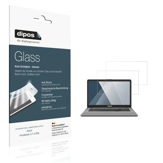 Klare Displayschutzfolie von dipos passend für Asus Vivobook 17 X705, 9H kratzfest und blasenfrei montiert