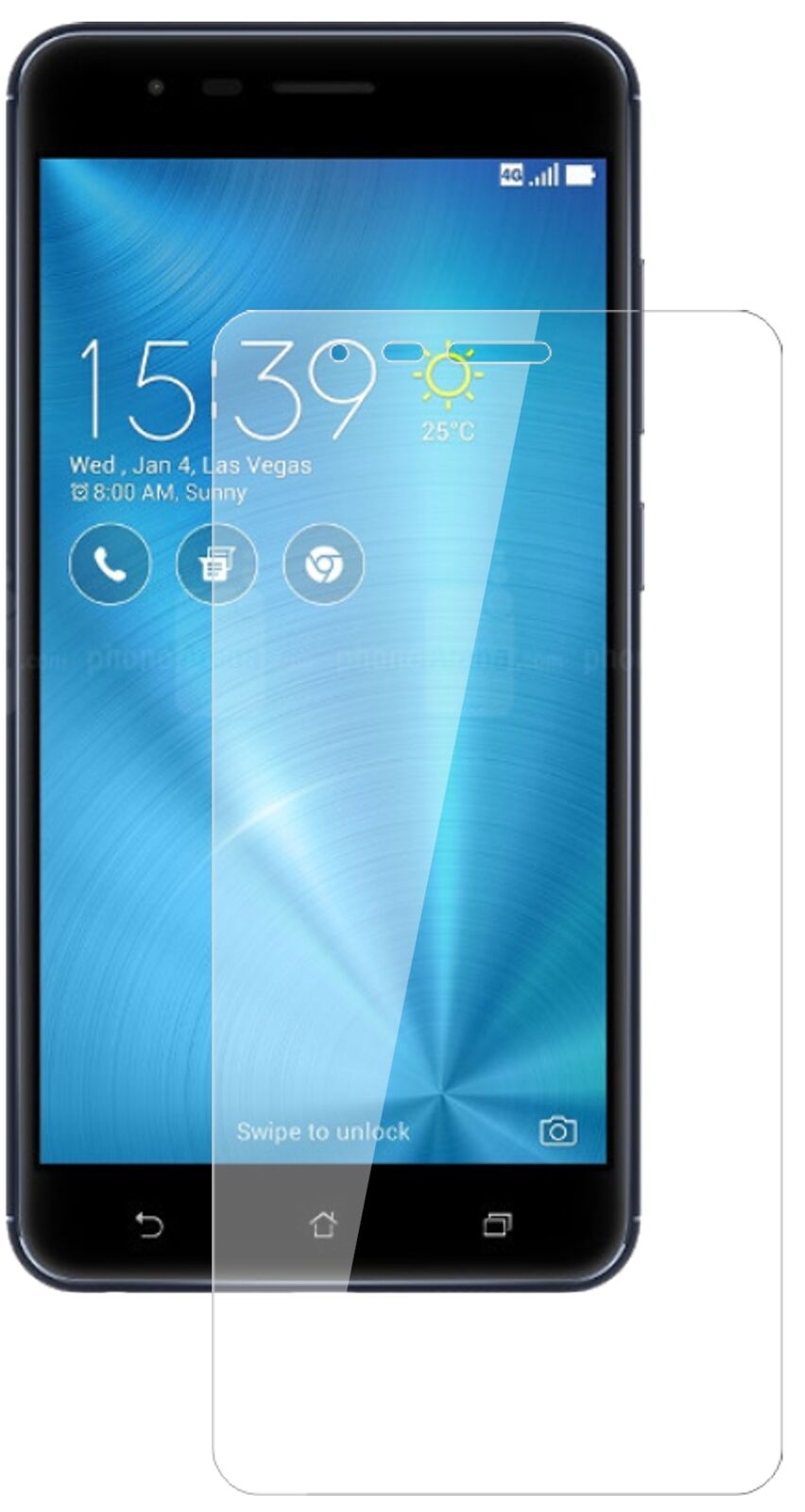 Klare Displayschutzfolie von dipos passend für Asus Zenfone 3 Zoom, 9H kratzfest und blasenfrei montiert