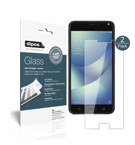 Klare Displayschutzfolie von dipos passend für Asus Zenfone 4 Max 5,5 Zoll ZC554KL, 9H kratzfest und blasenfrei montiert
