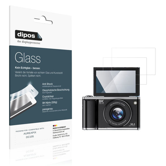 Klare Displayschutzfolie von dipos passend für AUREAPIX DC105, 9H kratzfest und blasenfrei montiert