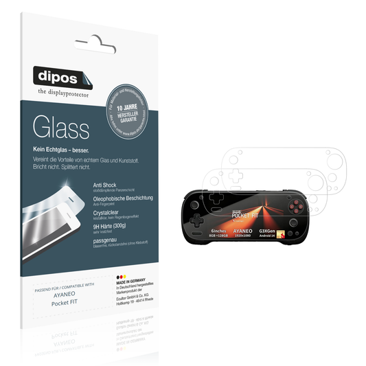 Klare Displayschutzfolie von dipos passend für AYANEO Pocket FIT, 9H kratzfest und blasenfrei montiert