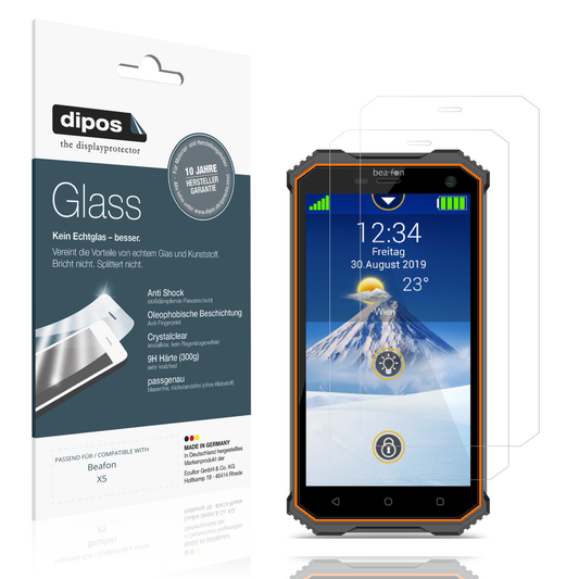 Klare Displayschutzfolie von dipos passend für Beafon X5, 9H kratzfest und blasenfrei montiert