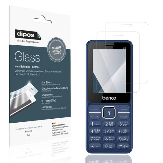 Klare Displayschutzfolie von dipos passend für Benco G6, 9H kratzfest und blasenfrei montiert