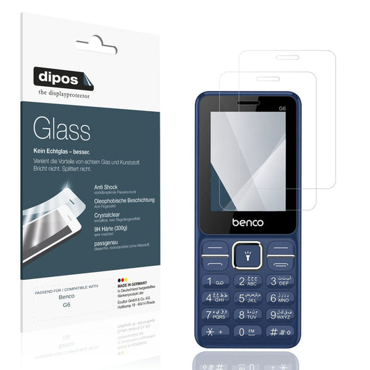 Klare Displayschutzfolie von dipos passend für Benco G6, 9H kratzfest und blasenfrei montiert