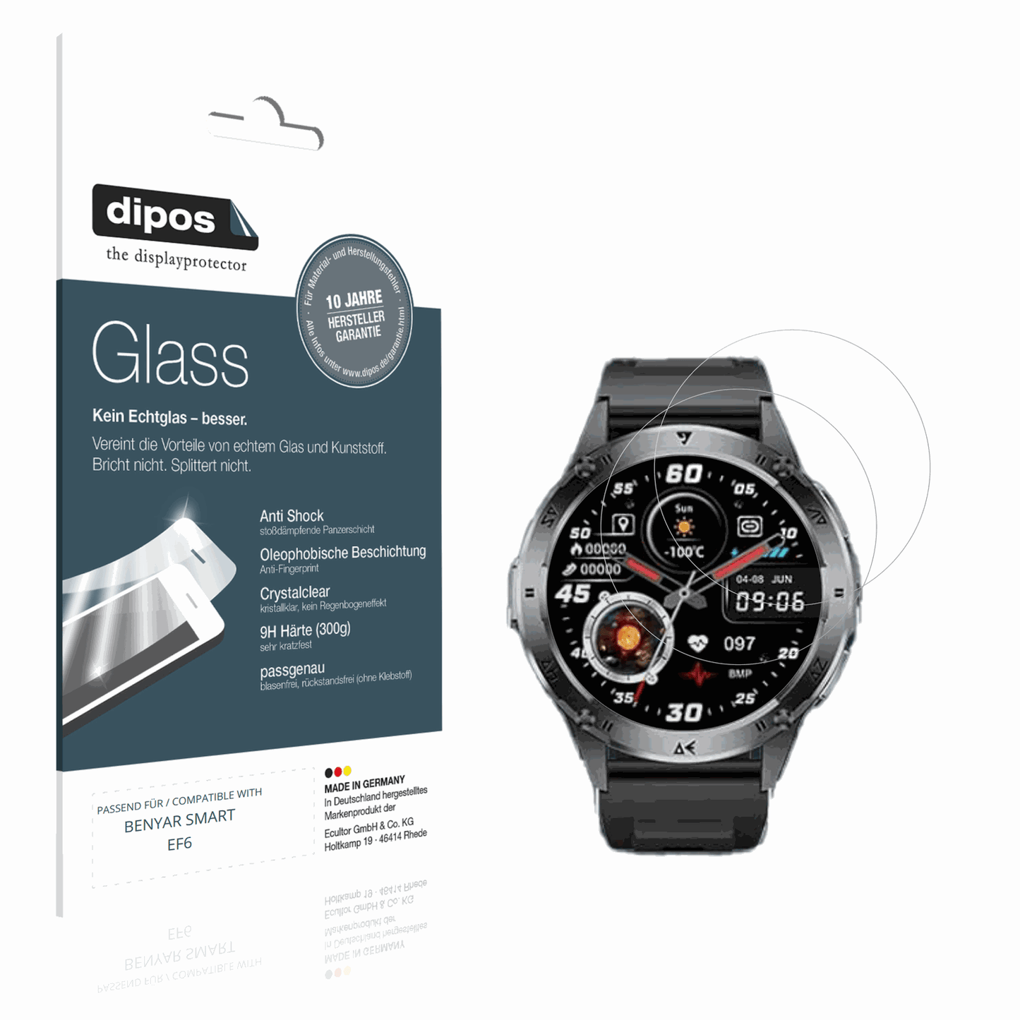 Klare Displayschutzfolie von dipos passend für BENYAR SMART EF6, 9H kratzfest und blasenfrei montiert