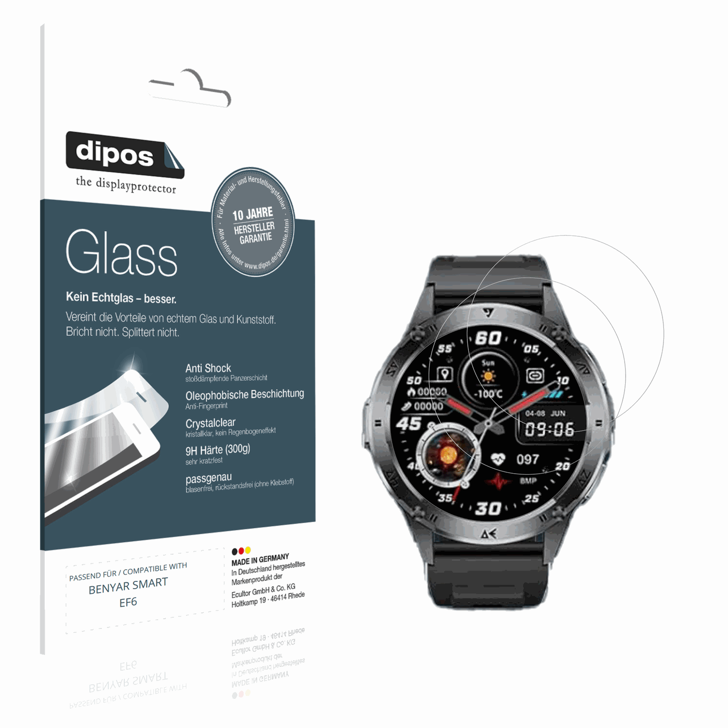 Klare Displayschutzfolie von dipos passend für BENYAR SMART EF6, 9H kratzfest und blasenfrei montiert