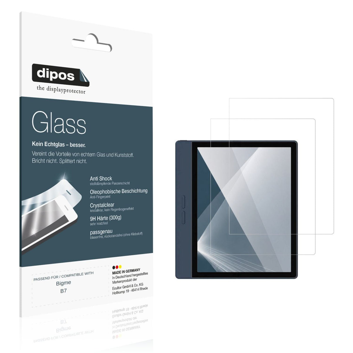 Klare Displayschutzfolie von dipos passend für Bigme B7, 9H kratzfest und blasenfrei montiert