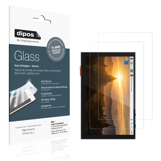 Klare Displayschutzfolie von dipos passend für Bigtreetech TFT50 V2.1, 9H kratzfest und blasenfrei montiert