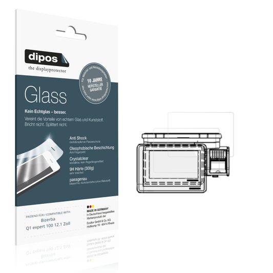 Klare Displayschutzfolie von dipos passend für Bizerba Q1 expert 100 12.1 Zoll, 9H kratzfest und blasenfrei montiert