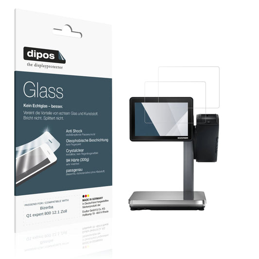 Klare Displayschutzfolie von dipos passend für Bizerba Q1 expert 800 12.1 Zoll, 9H kratzfest und blasenfrei montiert