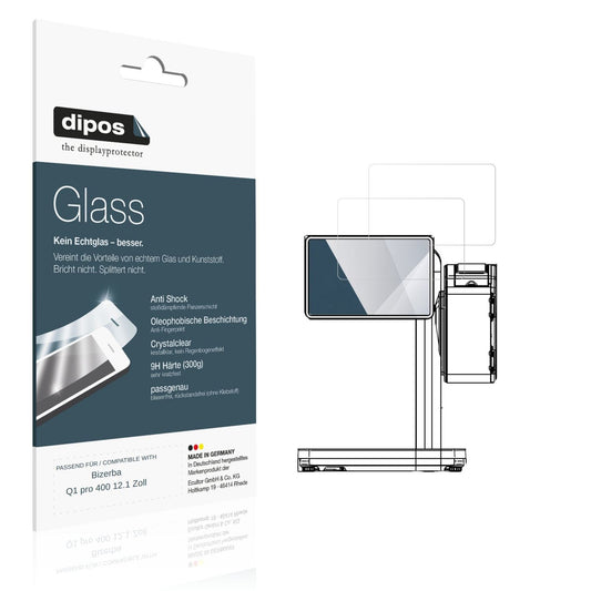Klare Displayschutzfolie von dipos passend für Bizerba Q1 pro 400 12.1 Zoll, 9H kratzfest und blasenfrei montiert
