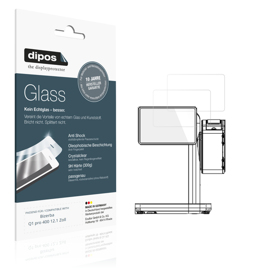 Klare Displayschutzfolie von dipos passend für Bizerba Q1 pro 400 12.1 Zoll, 9H kratzfest und blasenfrei montiert