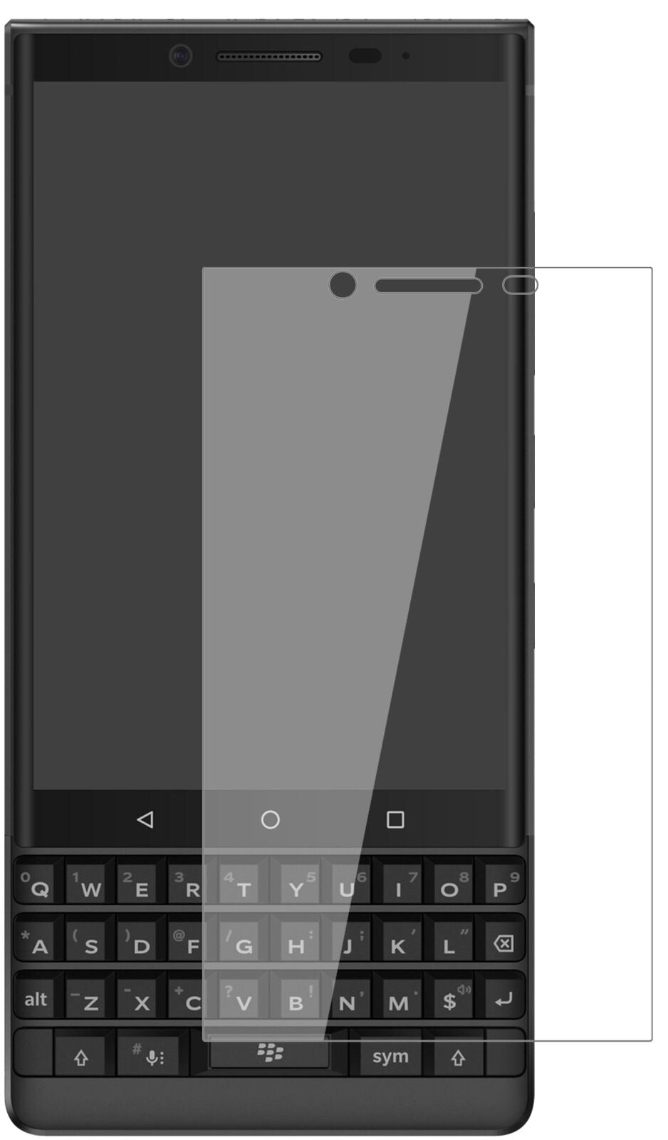 Klare Displayschutzfolie von dipos passend für Blackberry Key 2, 9H kratzfest und blasenfrei montiert