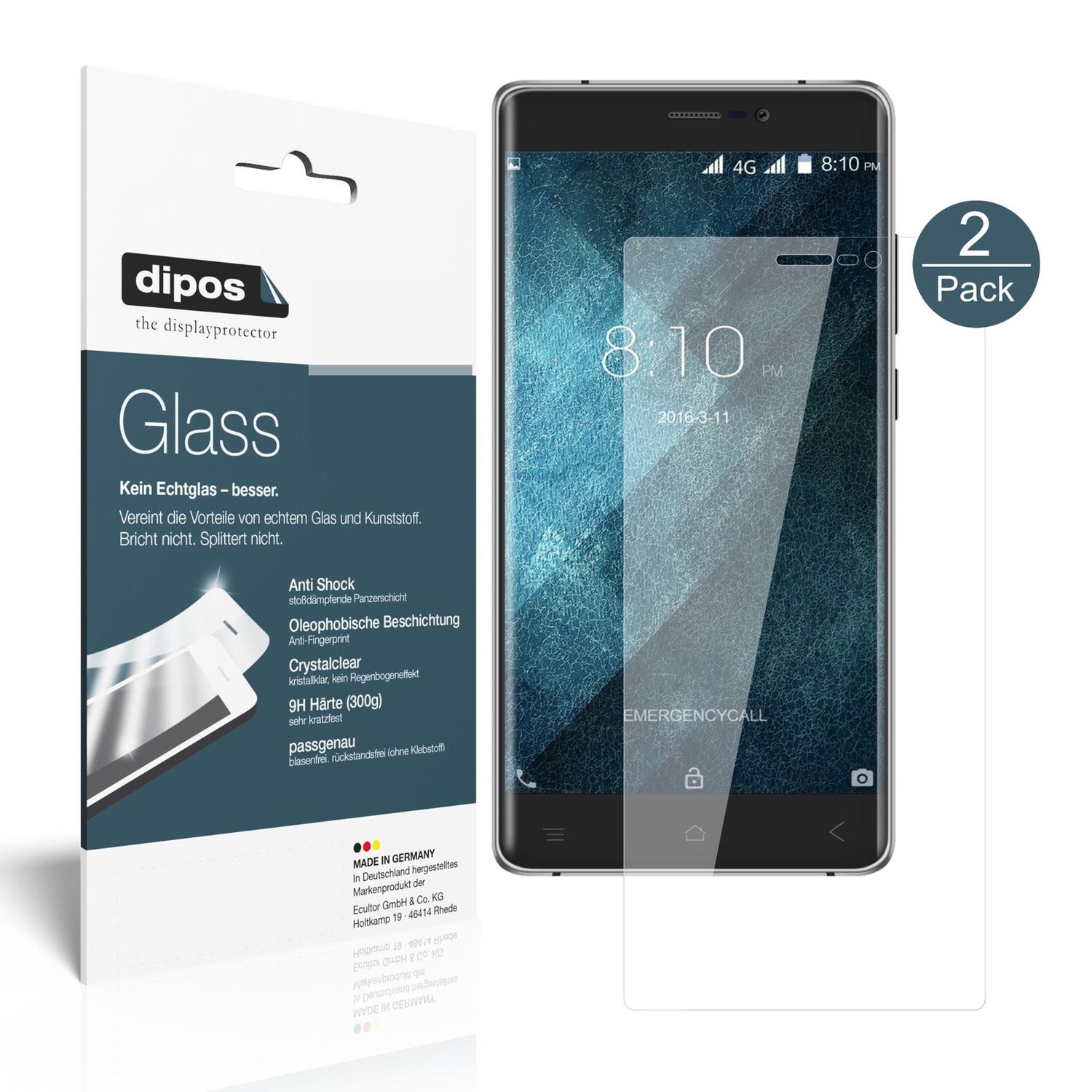 Klare Displayschutzfolie von dipos passend für Blackview A8 Max, 9H kratzfest und blasenfrei montiert
