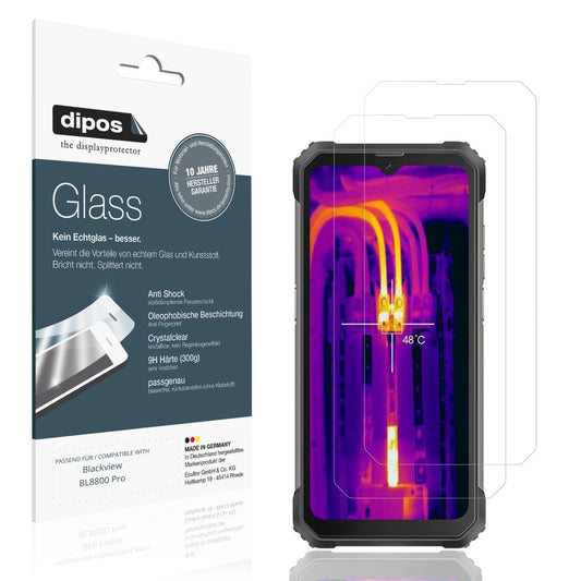Klare Displayschutzfolie von dipos passend für Blackview BL8800 Pro, 9H kratzfest und blasenfrei montiert