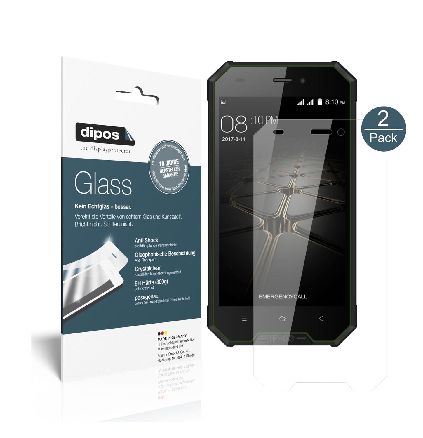 Klare Displayschutzfolie von dipos passend für Blackview BV4000, 9H kratzfest und blasenfrei montiert