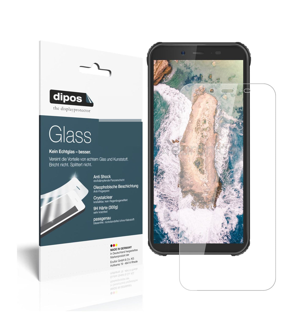 Klare Displayschutzfolie von dipos passend für Blackview BV5500 Pro, 9H kratzfest und blasenfrei montiert