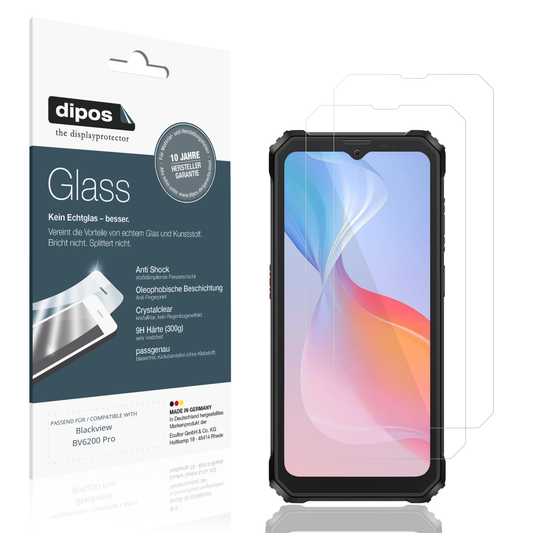 Klare Displayschutzfolie von dipos passend für Blackview BV6200 Pro, 9H kratzfest und blasenfrei montiert