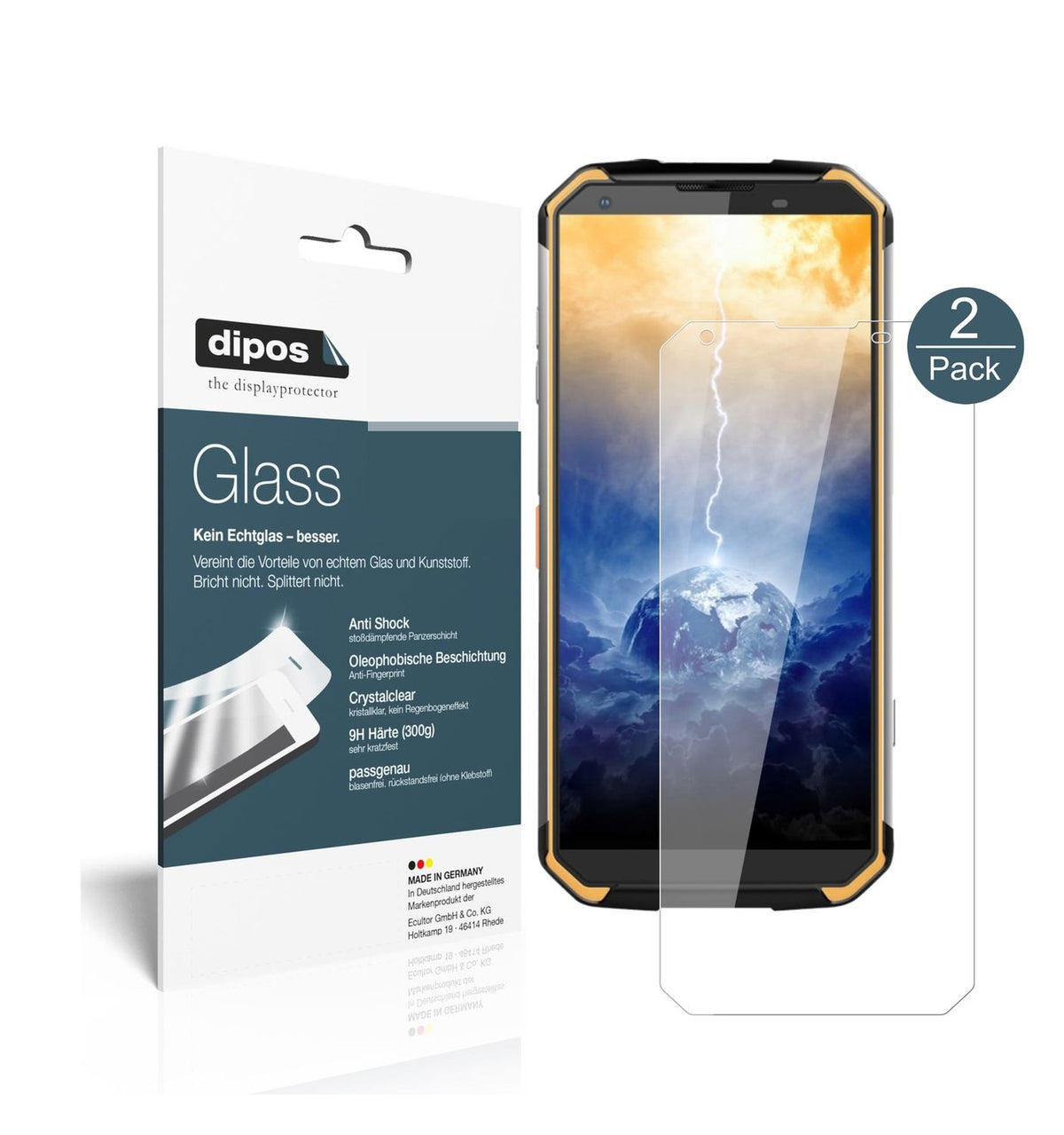 Klare Displayschutzfolie von dipos passend für Blackview BV9500, 9H kratzfest und blasenfrei montiert