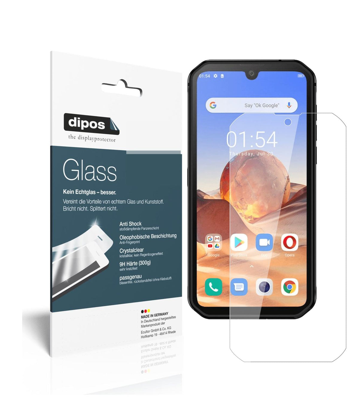 Klare Displayschutzfolie von dipos passend für Blackview BV9900 Pro, 9H kratzfest und blasenfrei montiert