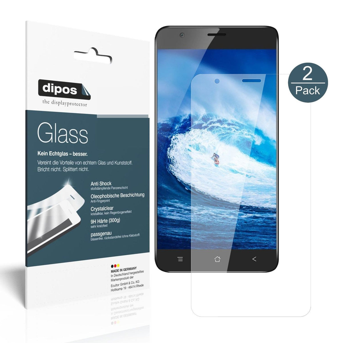 Klare Displayschutzfolie von dipos passend für Blackview E7s, 9H kratzfest und blasenfrei montiert