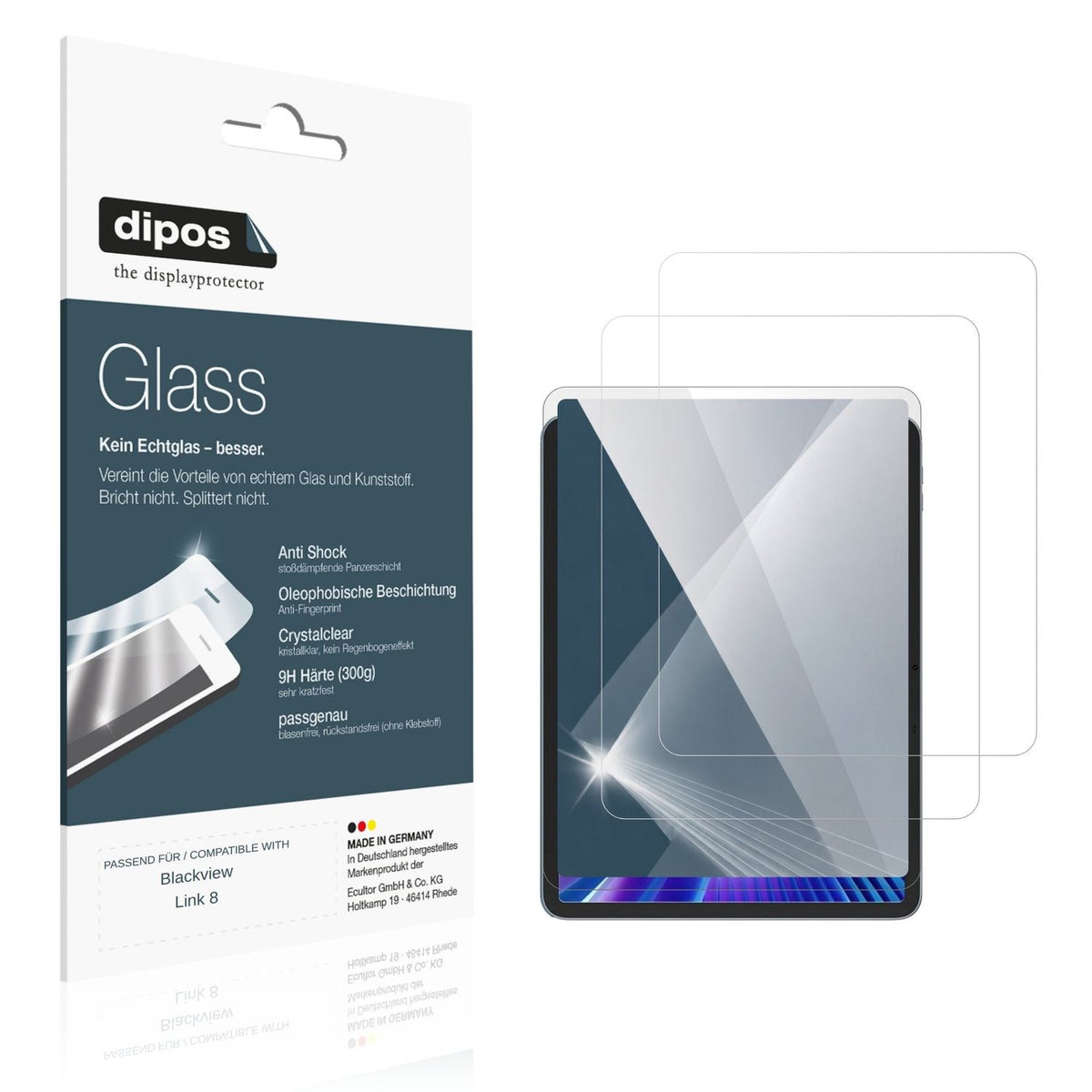 Klare Displayschutzfolie von dipos passend für Blackview Link8, 9H kratzfest und blasenfrei montiert