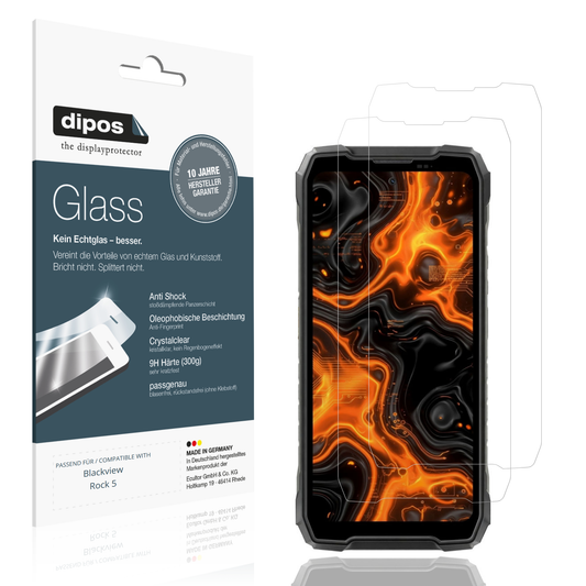 Klare Displayschutzfolie von dipos passend für Blackview Rock 5, 9H kratzfest und blasenfrei montiert