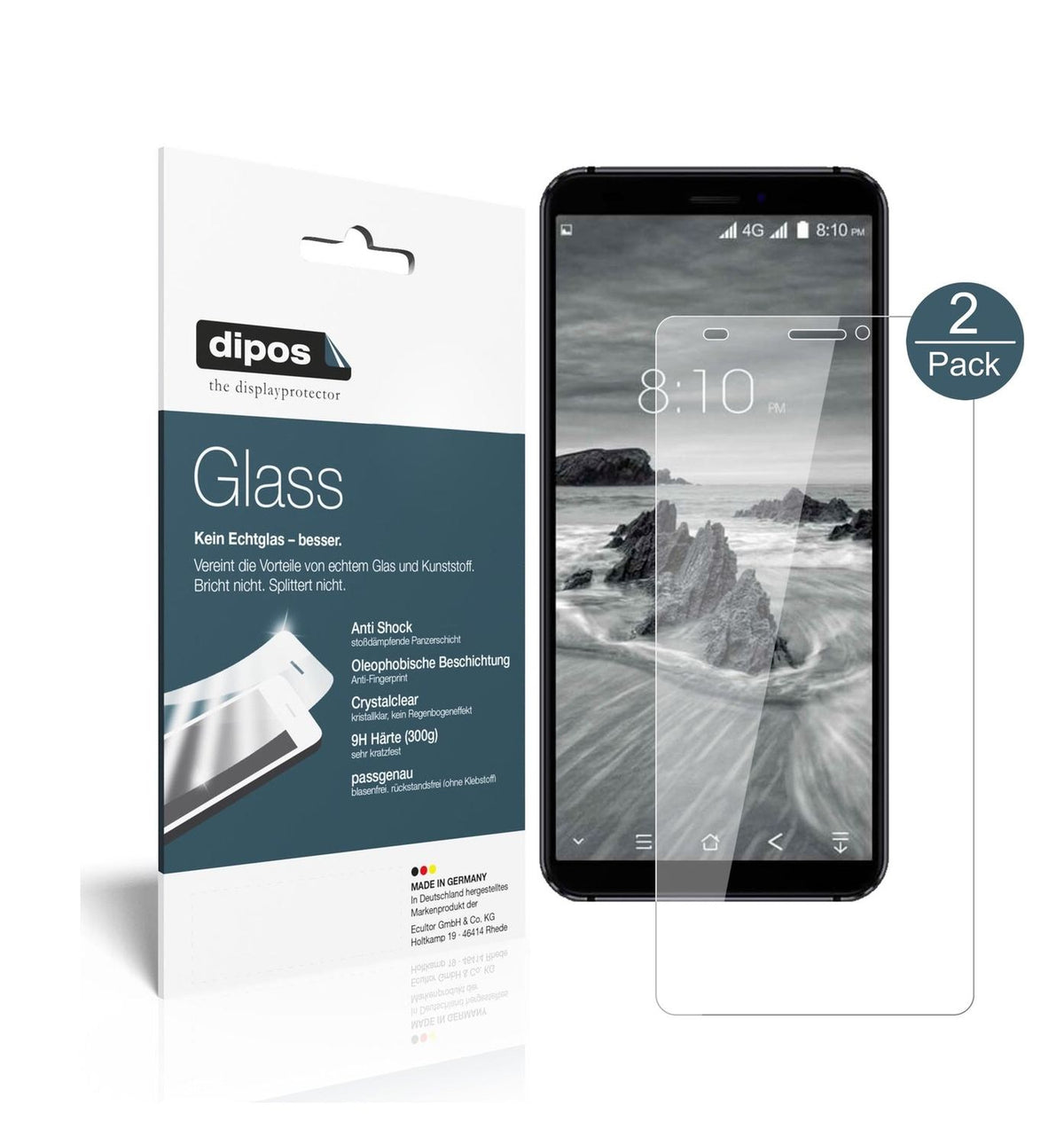 Klare Displayschutzfolie von dipos passend für Blackview S6, 9H kratzfest und blasenfrei montiert