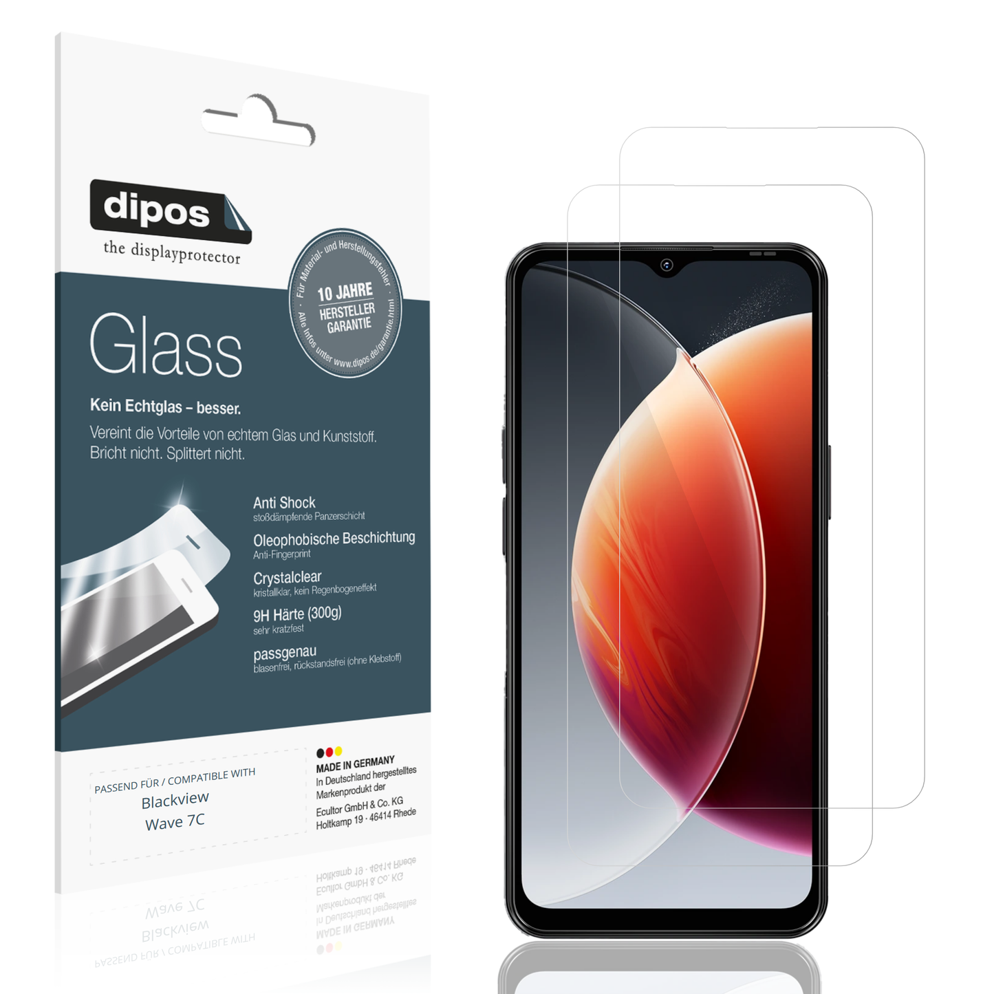 Klare Displayschutzfolie von dipos passend für Blackview Wave 7C, 9H kratzfest und blasenfrei montiert