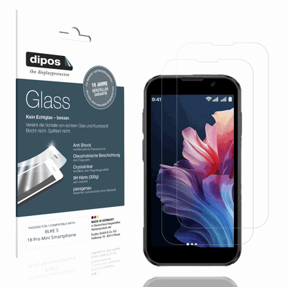 Klare Displayschutzfolie von dipos passend für BLKE S 18 Pro Mini Smartphone, 9H kratzfest und blasenfrei montiert