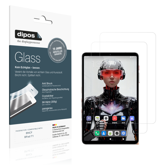 Klare Displayschutzfolie von dipos passend für BNCF BPad T1, 9H kratzfest und blasenfrei montiert