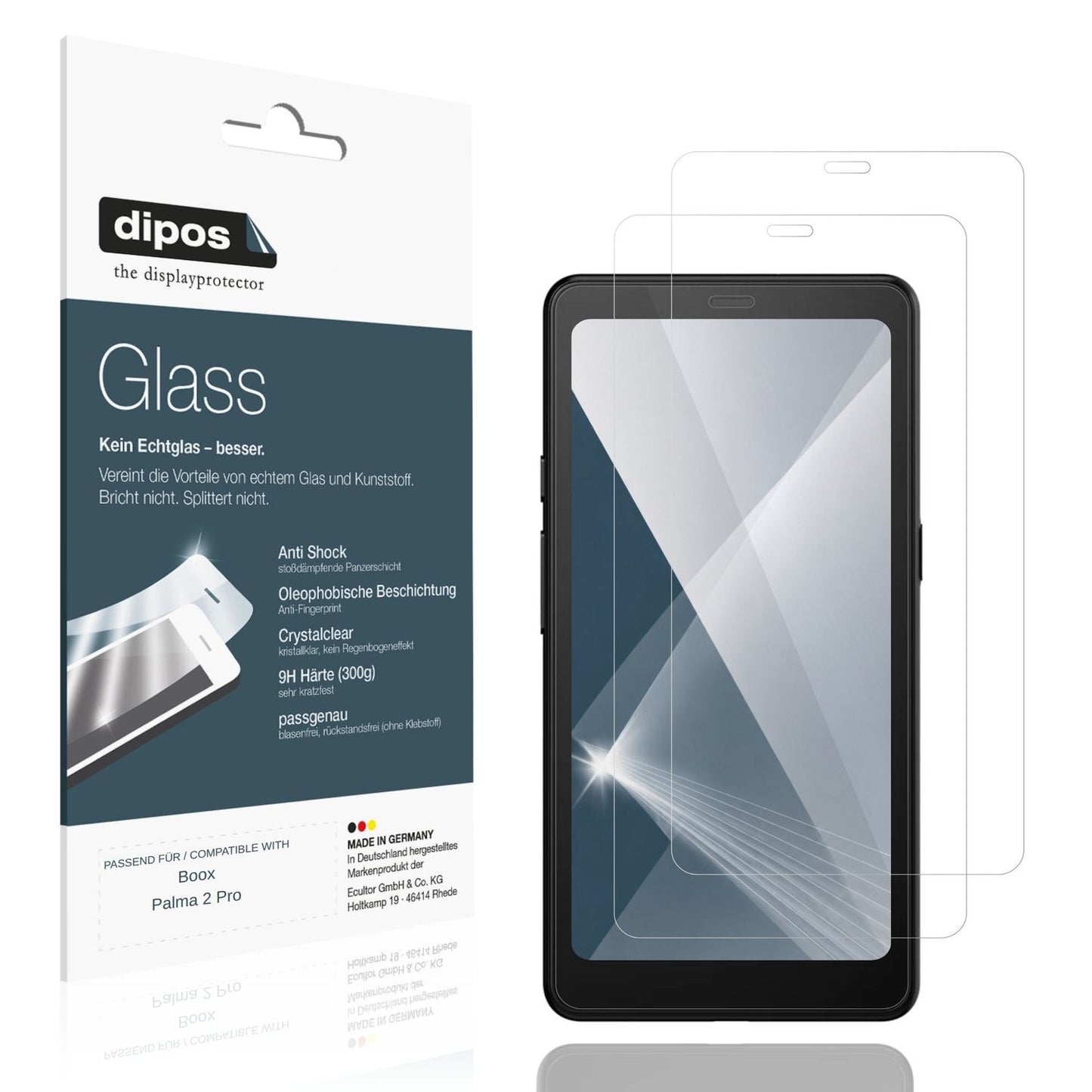 Klare Displayschutzfolie von dipos passend für Boox Palma 2 Pro, 9H kratzfest und blasenfrei montiert