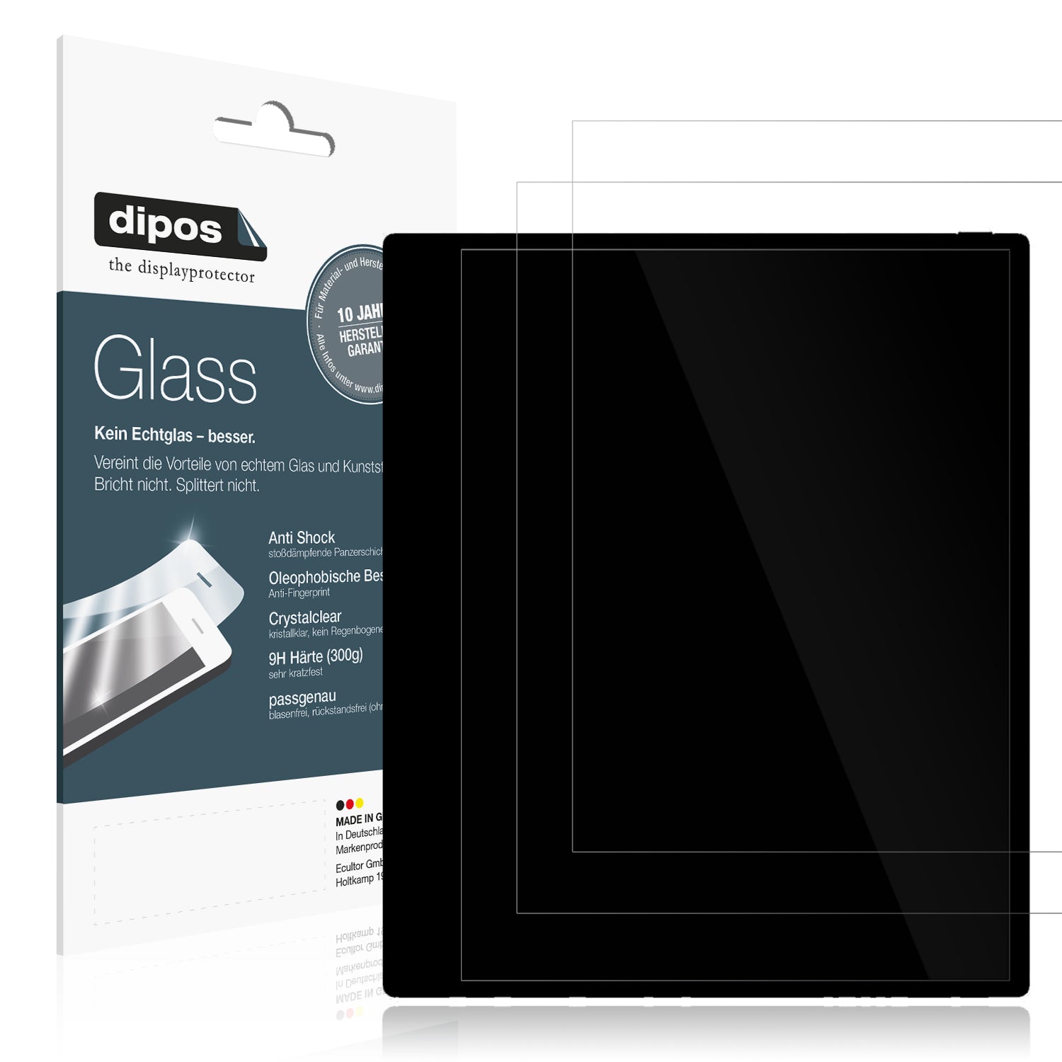 Klare Displayschutzfolie von dipos passend für Boox Tab X C, 9H kratzfest und blasenfrei montiert