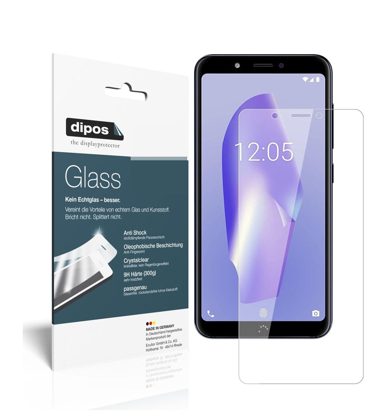 Klare Displayschutzfolie von dipos passend für BQ Aquaris C, 9H kratzfest und blasenfrei montiert