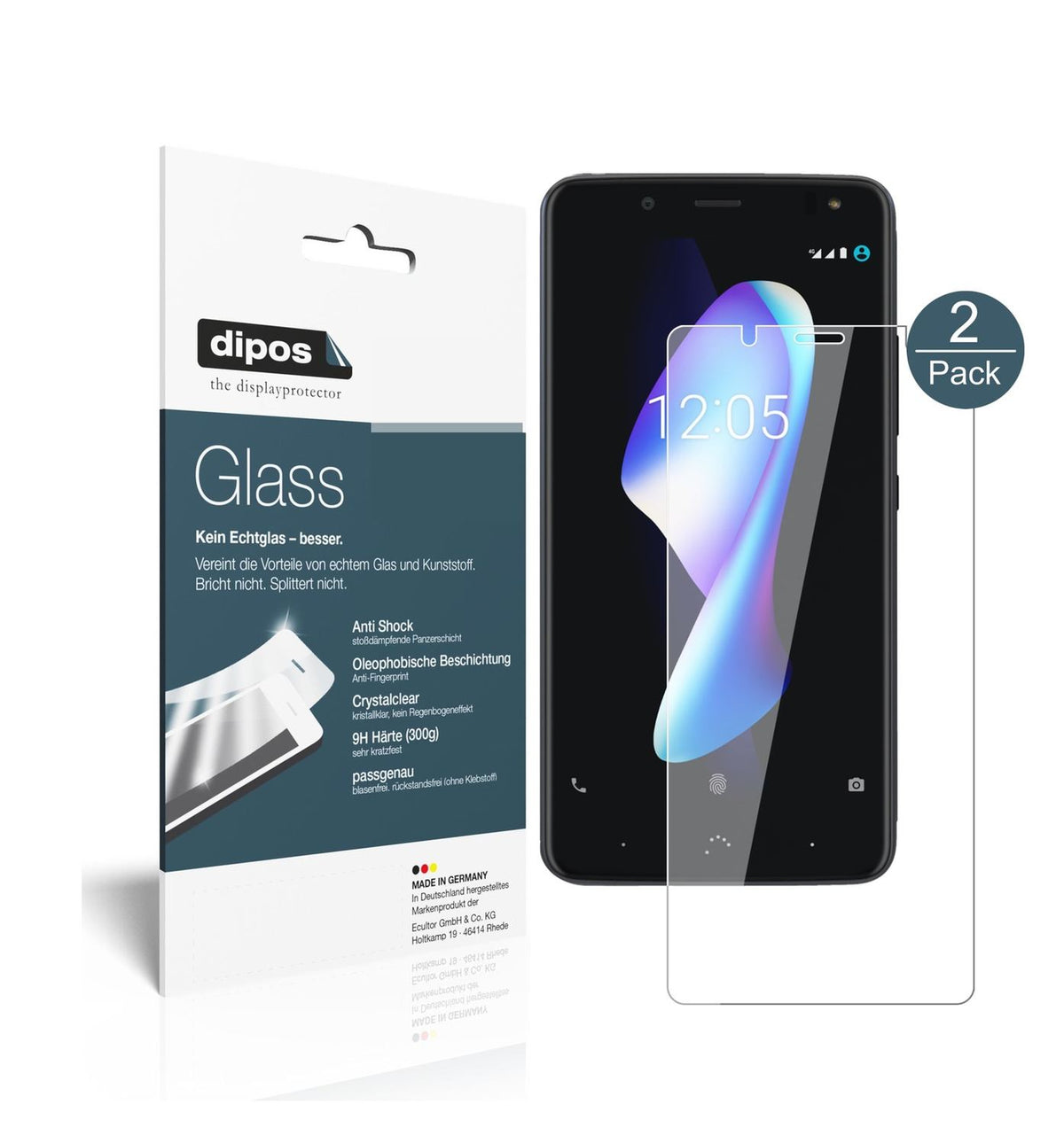 Klare Displayschutzfolie von dipos passend für BQ Aquaris V, 9H kratzfest und blasenfrei montiert