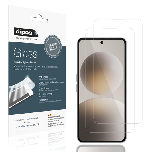 Klare Displayschutzfolie von dipos passend für Brain Natural AI Phone BGX5, 9H kratzfest und blasenfrei montiert