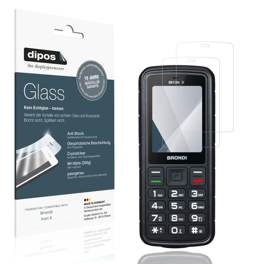Klare Displayschutzfolie von dipos passend für Brondi Iron X, 9H kratzfest und blasenfrei montiert