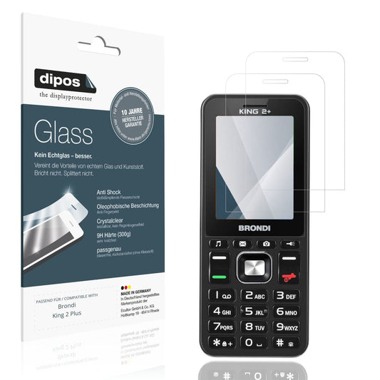 Klare Displayschutzfolie von dipos passend für Brondi King 2 Plus, 9H kratzfest und blasenfrei montiert