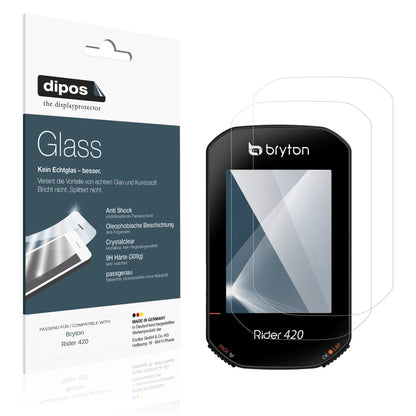 Klare Displayschutzfolie von dipos passend für Bryton Rider 420, 9H kratzfest und blasenfrei montiert