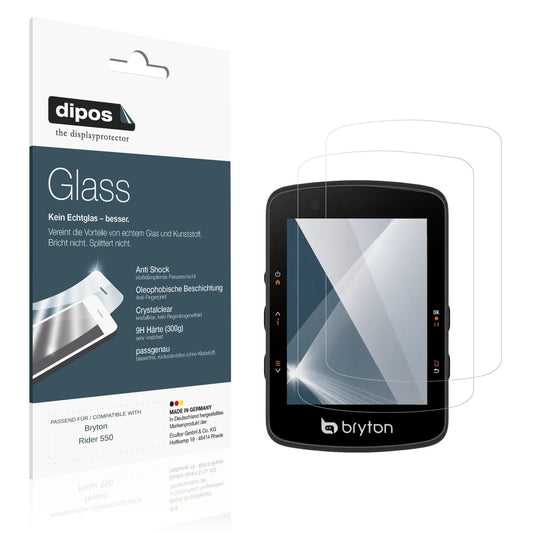 Klare Displayschutzfolie von dipos passend für Bryton Rider 550, 9H kratzfest und blasenfrei montiert
