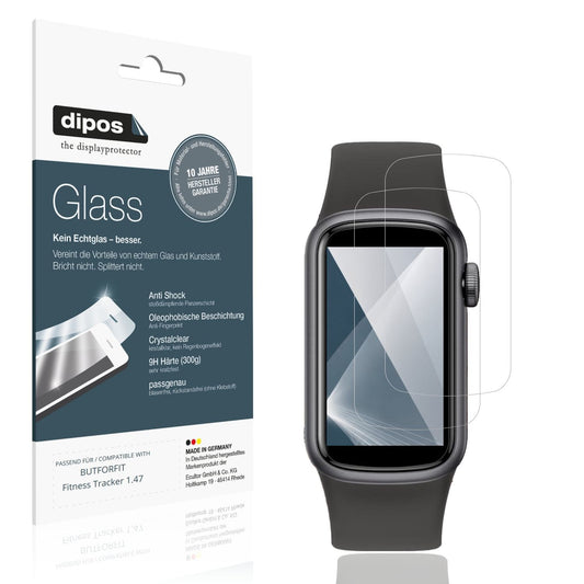 Klare Displayschutzfolie von dipos passend für BUTFORFIT Fitness Tracker 1.47, 9H kratzfest und blasenfrei montiert