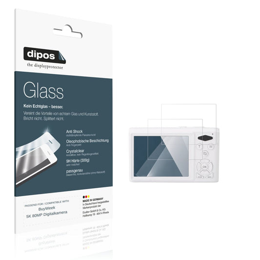 Klare Displayschutzfolie von dipos passend für BuyWeek 5K 80MP Digitalkamera, 9H kratzfest und blasenfrei montiert