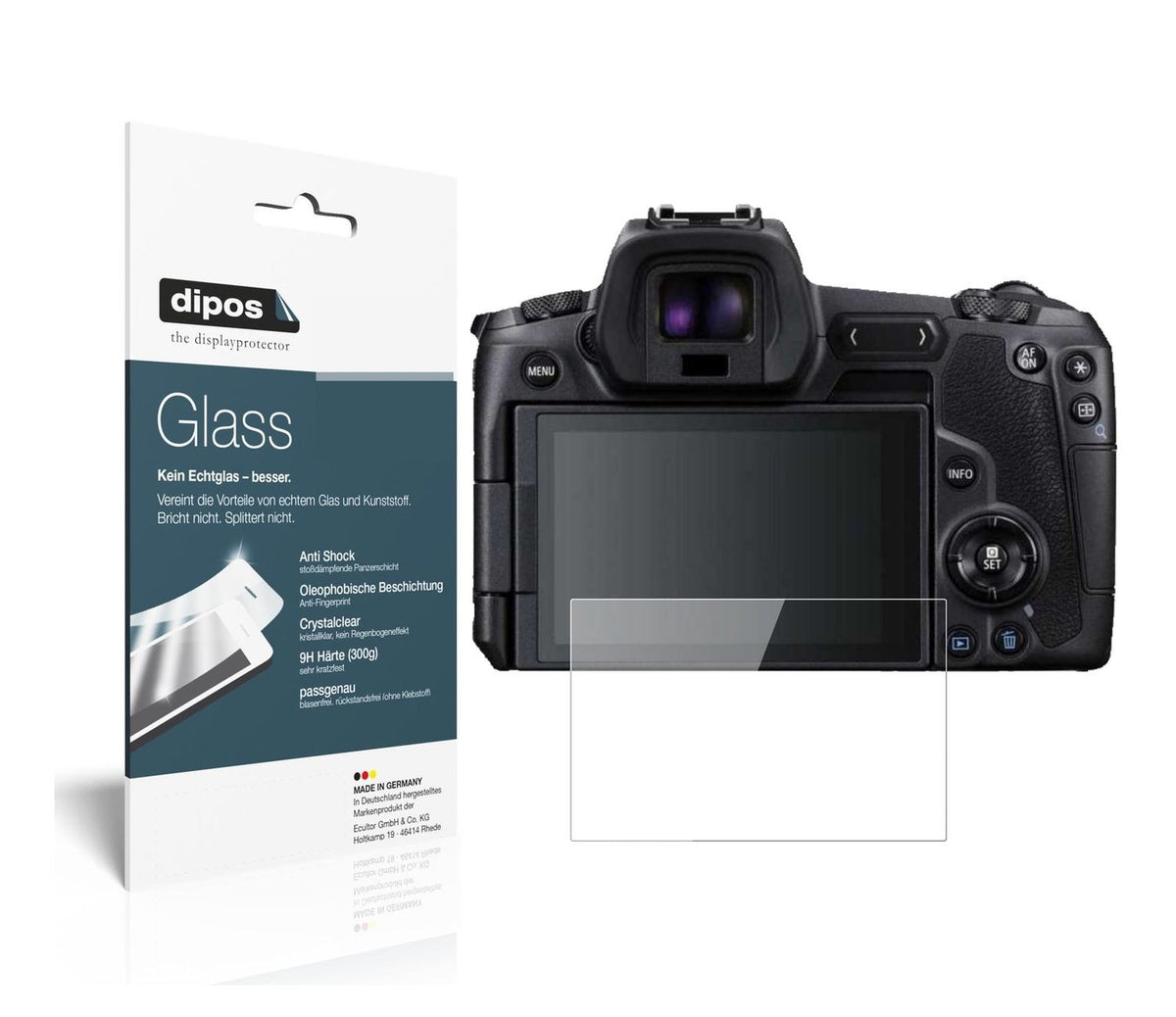 Klare Displayschutzfolie von dipos passend für Canon EOS R, 9H kratzfest und blasenfrei montiert