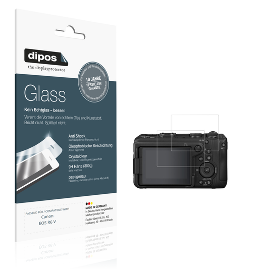 Klare Displayschutzfolie von dipos passend für Canon EOS R6 V, 9H kratzfest und blasenfrei montiert