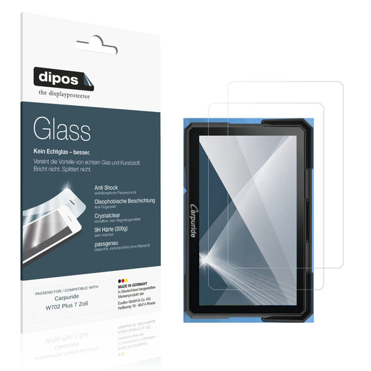 Klare Displayschutzfolie von dipos passend für Carpuride W702 Plus 7 Zoll, 9H kratzfest und blasenfrei montiert