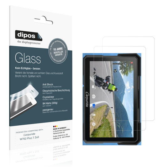 Klare Displayschutzfolie von dipos passend für Carpuride W702 Plus 7 Zoll, 9H kratzfest und blasenfrei montiert